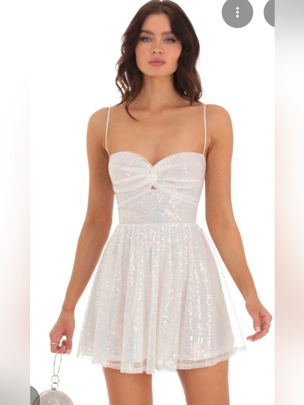 Lucy In The Sky Irredescent Sequin Twist Mini Dress In White